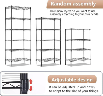 FDW 6 Tier Wire Shelving Units Adjustable Metal Storage Rack 23L x 13W x 59H - Image 7