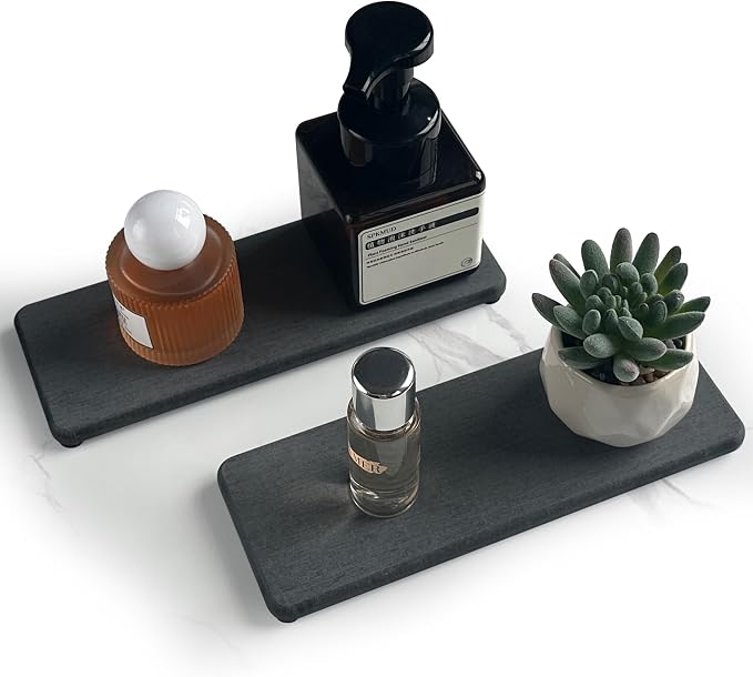 2 Pcs Water Absorbing Stone Trays, Kitchen/Bathroom Sink Soap Dish, Diatomite - Image 4