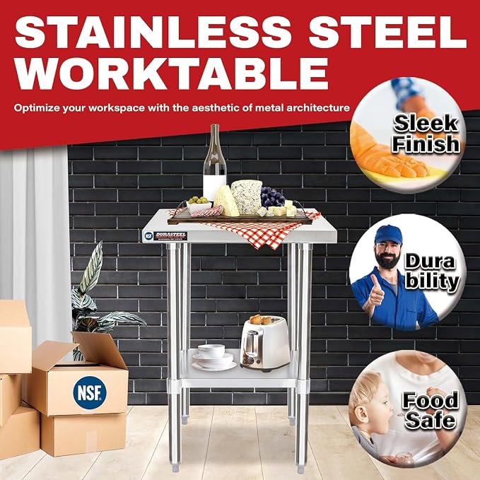DuraSteel 24x18 Stainless Steel Work Table - Image 3