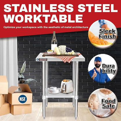 DuraSteel 24x18 Stainless Steel Work Table - Image 3