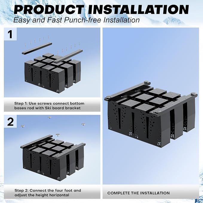 Ski Storage Rack for Garage, 12 Pair Heavy Duty Steel Freestanding Ski Storage - Image 3