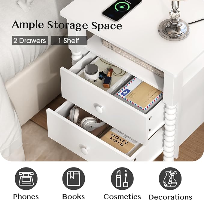 White Nightstand, Vintage Night Stand - Image 4