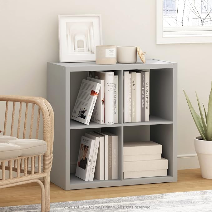 Furinno Cubicle Open Back Decorative Cube Storage Organizer, Light Grey | 14.6" - Image 2