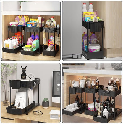 3 Pack Under Sink Organizers, 2-Tier Multi-Use Kitchen and Bathroom Organizers - Image 6