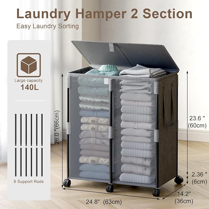 140L Double Laundry Hamper - Image 3