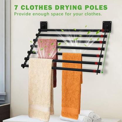 Wall Mounted Drying Rack, 43 Inches Wall Laundry Drying Rack Collapsible Indoor - Image 4