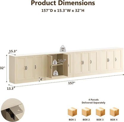 157" W Modern Buffet Cabinet, Modular Sideboard Cabinet - Image 2