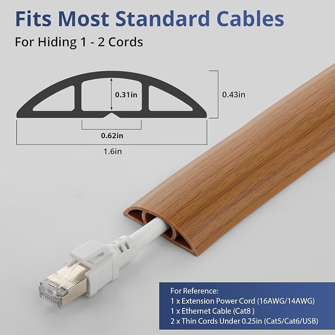 ZhiYo 5.6ft Cord Covers for Wires on Floor, Cord Hider Floor Hide Extension - Image 2