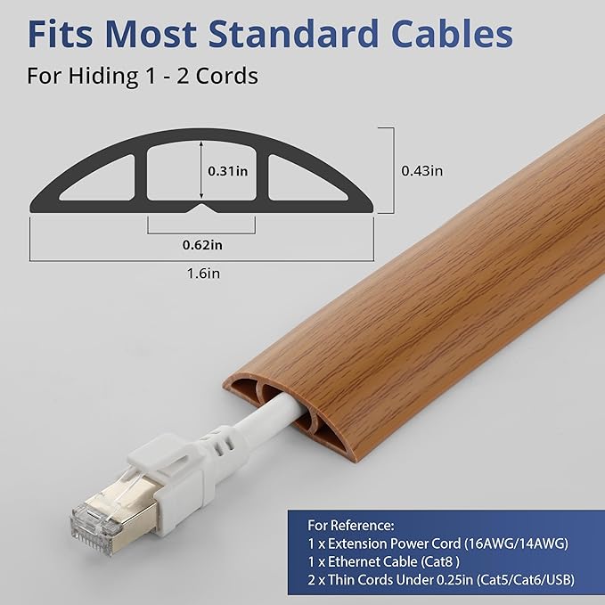ZhiYo 3.6ft Cord Covers for Wires on Floor, Cord Hider Floor Hide Extension - Image 2