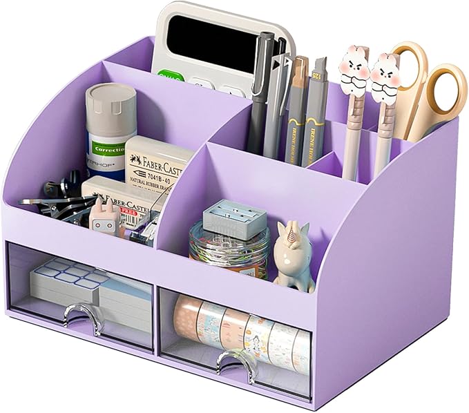 COMFYROOM Desk Organizer with 6 Compartments and 2 Drawers, Plastic Makeup by COMFYROOM