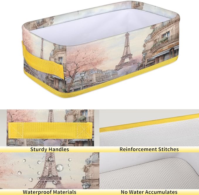 Paris Tower Architecture Bathroom Storage Basket, Foldable - Image 4