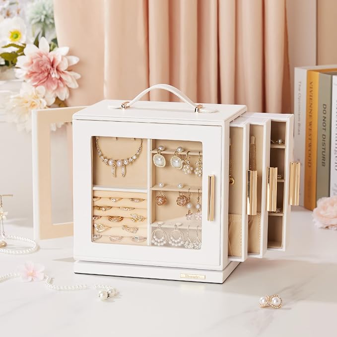 Homde Christmas Gifts Jewelry Box 360° Rotating, Necklace Earring Organizer - Image 9