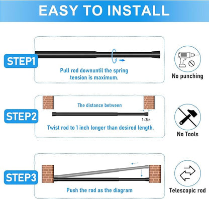 1 Pack Spring Loaded Tension Rod 17-29" Adjustable Curtain Rods No Drill - Image 8