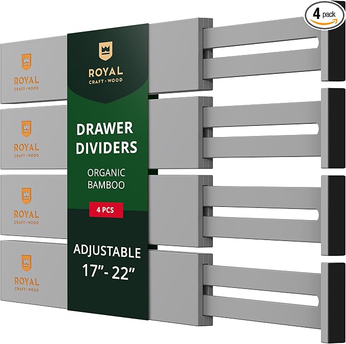 Bamboo Drawer Dividers Organizers, Adjustable Drawer Separator Splitters by ROYALCRAFTWOOD