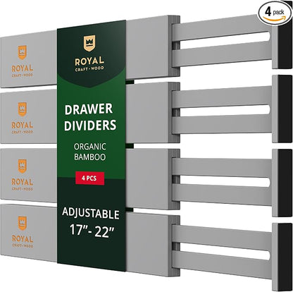 Bamboo Drawer Dividers Organizers, Adjustable Drawer Separator Splitters by ROYALCRAFTWOOD