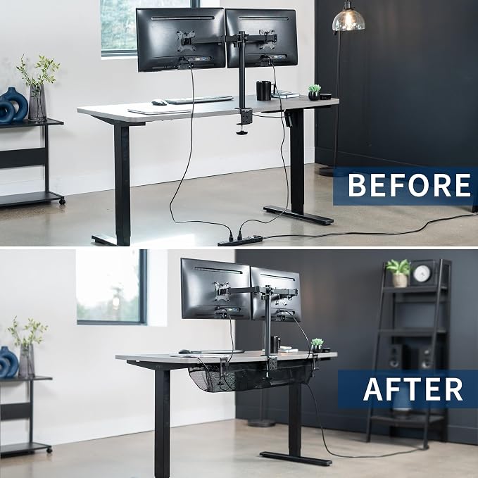 VIVO No Drill Clamp-on 44 inch Mesh Net Under Desk Cable Management Wire - Image 5