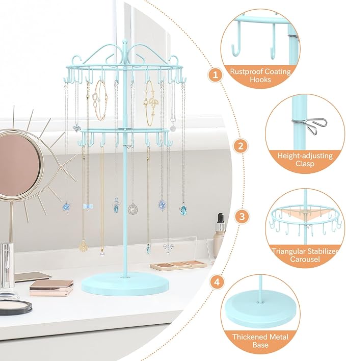 iDavosic.ly 2 Tier Rotating Necklace Holder Organizer - Image 4