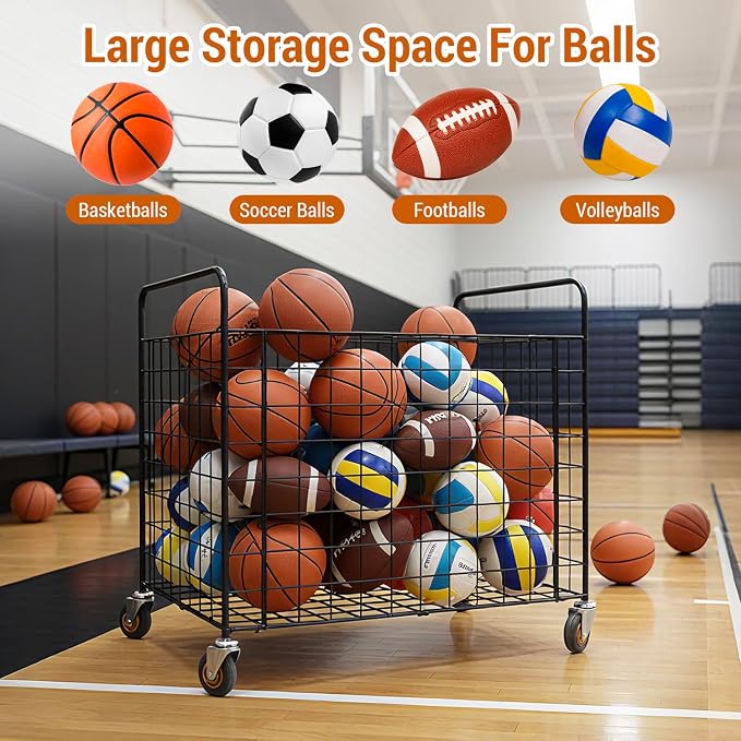MyGift Professional Gym Metal Multi Sports Ball Storage Cart - Image 2