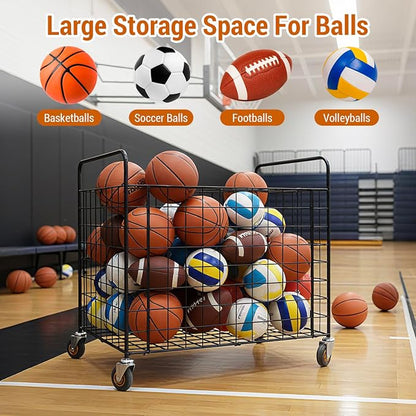 MyGift Professional Gym Metal Multi Sports Ball Storage Cart - Image 2