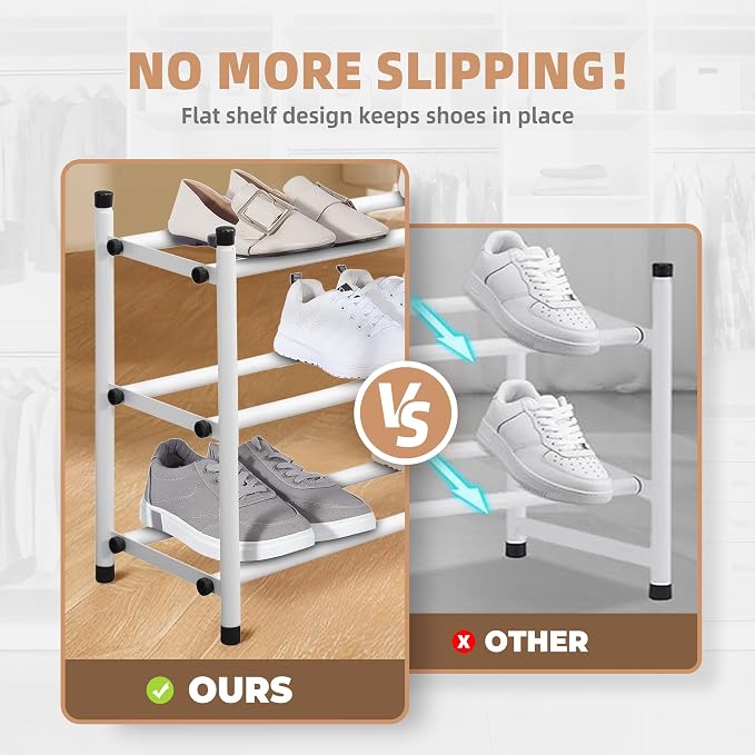 STORAGE MANIAC Expandable Shoe Rack, 12 Pairs Stackable Small Shoe Rack - Image 5