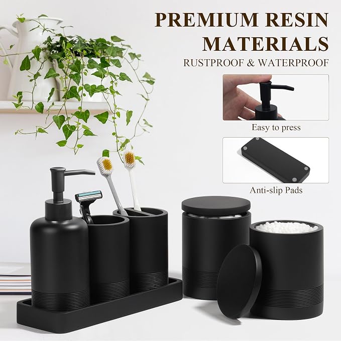 Bathroom Accessories Set, 6-Piece Bathroom Accessory Set, Toothbrush Holders Set - Image 5