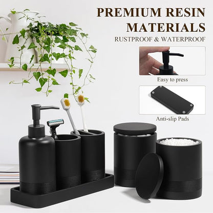 Bathroom Accessories Set, 6-Piece Bathroom Accessory Set, Toothbrush Holders Set - Image 5