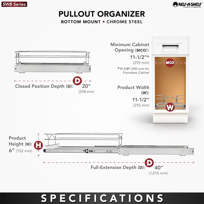 Rev-A-Shelf Kitchen Cabinet Pullout Shelf and Drawer Organizer Slide Out Pantry - Image 4
