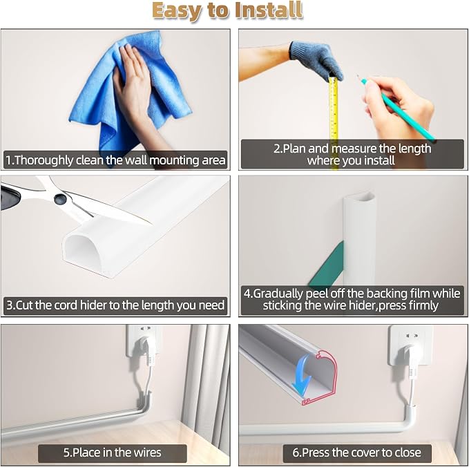 78" Side Open One Cord Hider for Wall Mounted Tv, Extension Cable Cover to Hide - Image 9