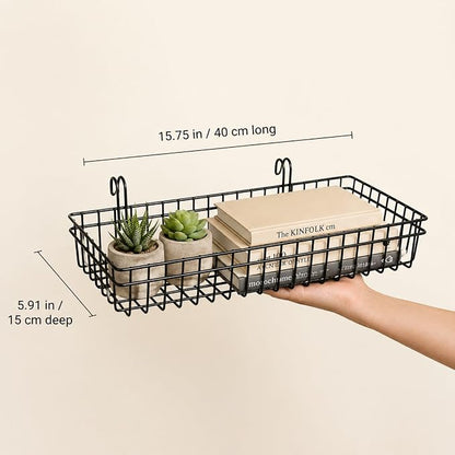 Black Metal Wire Hanging Basket, flower pots & supplies, coated metal shelf - Image 2