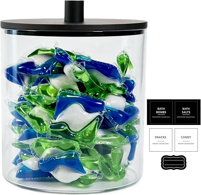 Amolliar 78oz/0.6 Gal Laundry Pods Storage Container, Large Clear Laundry Room by Amolliar