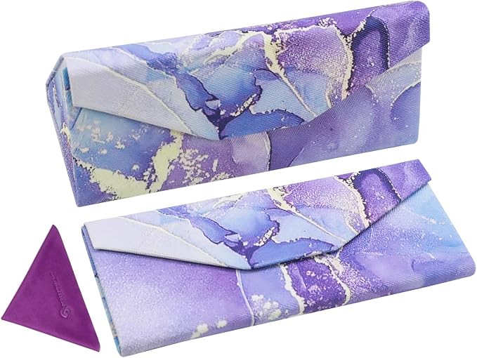 Foldable Glasses Case, Magnetic PU Leahter Sunglasses Case, Cute Hard Shell by FLYINGMAGE