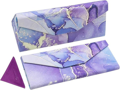 Foldable Glasses Case, Magnetic PU Leahter Sunglasses Case, Cute Hard Shell by FLYINGMAGE