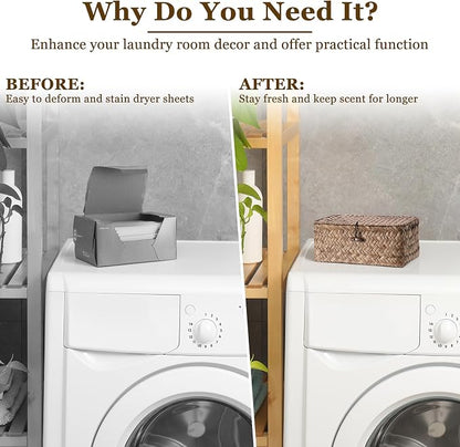 Dryer Sheet Holder, Woven Seagrass Dryer Sheets Storage Container - Image 2