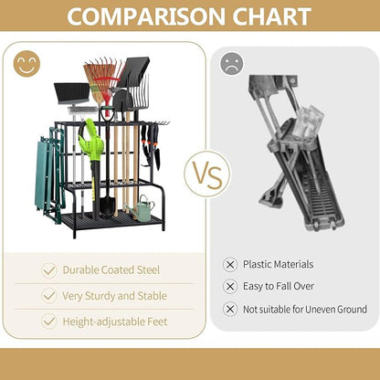 Garden Tool Storage Rack, 3 Tier Heavy-Duty Steel Garden Tool Organizer Stand - Image 6