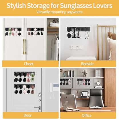 2 Pack Wooden Sunglasses Organizer Wall Mounted - Image 2