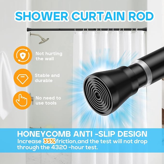 AIZESI Spring Tension Rods Adjustable Tension Curtain Rod Small Tension Rod No - Image 3