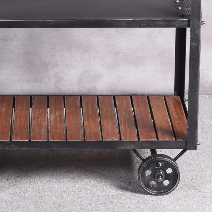 Diwhy Industrial 3 Tier Rolling Utility Storage Cart Wine Beverage, Metal Wine - Image 7