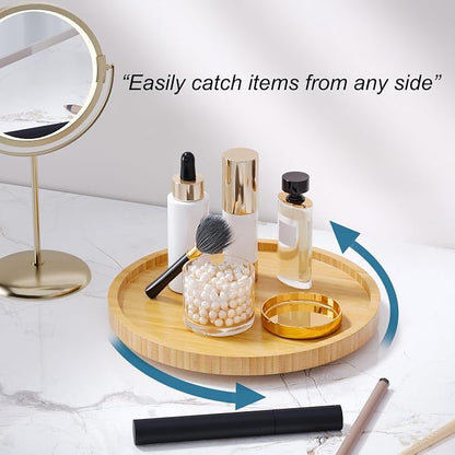 Lazy Susan Organizer for Kitchen, Bamboo Turntable for Cabinet, Small（Natural） - Image 4