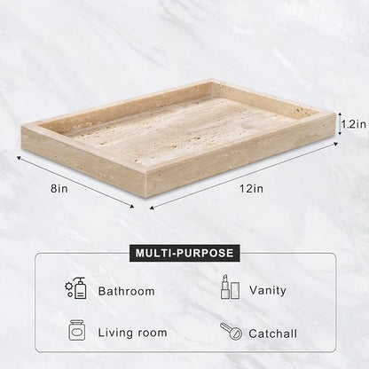 Marble Bathroom Tray for Countertop & Home Decor, Natural Decorative Marble - Image 2