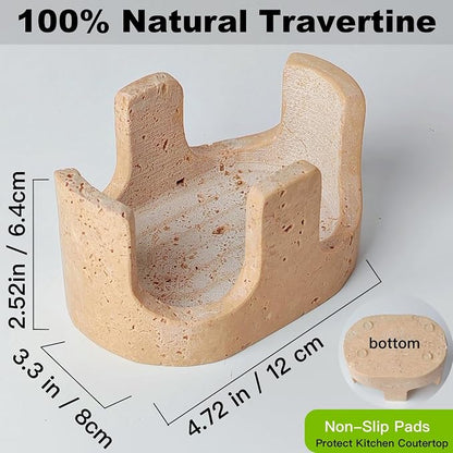 Travertine Sponge Holder, Dual-Slots Natural Stone Sink Organizer - Image 3