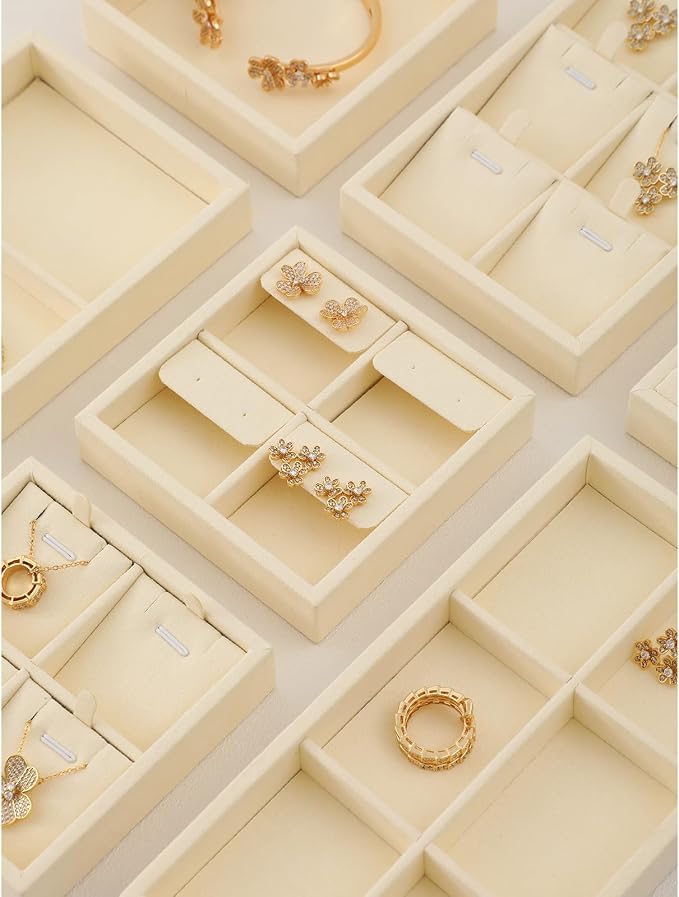 Dark Blue Jewelry Display Tray Ring Necklace Earring Bangle Organizer - Image 3