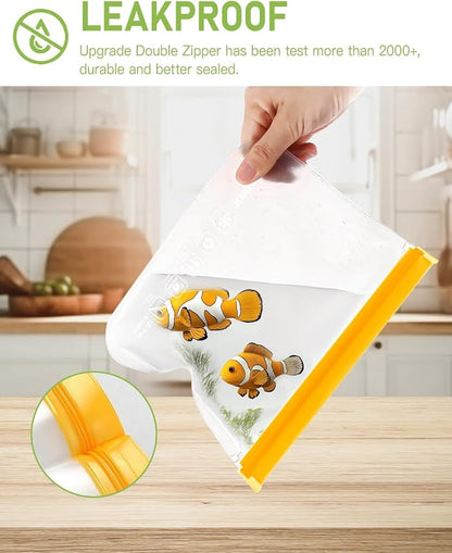 IDEATECH 8Pack Gallon Bags Dishwasher Safe, Leakproof Reusable Gallon Freezer - Image 5