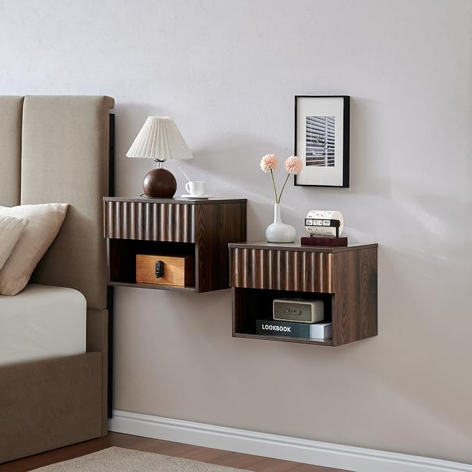 Floating Nightstand with Fluted Drawer by BuildHom