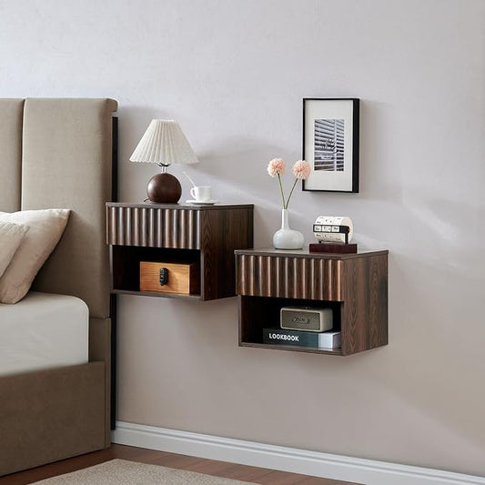 Floating Nightstand with Fluted Drawer by BuildHom