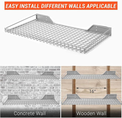 Wallmaster Heavy Duty Garage Wall Shelving 2 Pack 23.6"x11.8" Metal Wire - Image 4