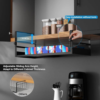 2Pack Under Shelf Basket Organizer, Adjustable Under Cabinet Shelf Storage - Image 3