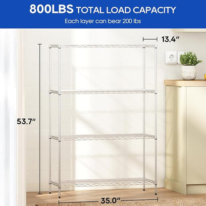 4-Tier Storage Shelves 35.4" L x 13.3" W x 53.7" H Metal Garage Shelves - Image 8