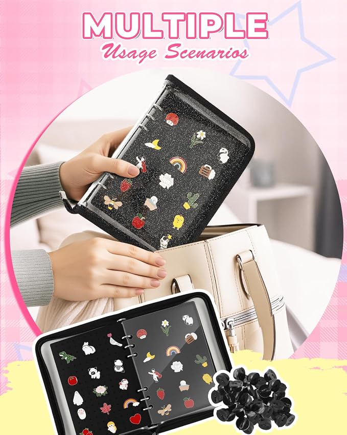 UCEC Enamel Pin Display Book & 50 PCS Rubber Pin Backs, A5 Album Pin Collection - Image 7