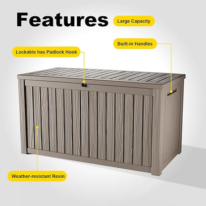 200 Gallon Waterproof Outdoor Storage Box, UV Resistant Resin Deck Box - Image 6