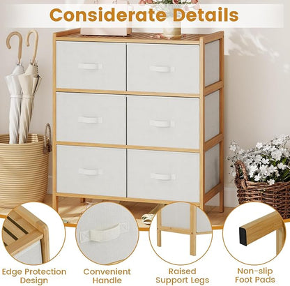 Giantex 6-Drawer Dresser for Bedroom, Bamboo Storage Tower - Image 6